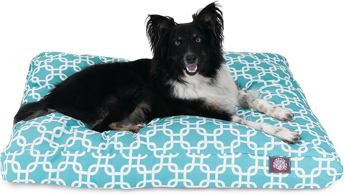 Teal Links Medium Rectangle Indoor Outdoor Pet Dog Bed With Removable Washable Cover By Majestic Pet Products by MajesticPet