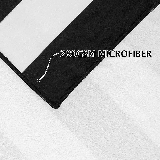Touchat 4 Pack Beach Towels Oversized 30'' x 60'' Microfiber Pool Swim Bath Camping Travel Cabana Stripe Quick-Dry Super Absorbent Lightweight Sand Free Towel for Adults, Multi-Functional，Black - Image 2