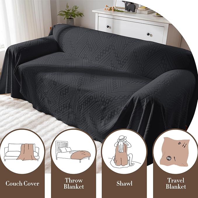 Waterproof Couch Covers for Sofa, Reversible, Pet-Friendly, Washable, and Anti-Slip with 4 Cushion Covers, Sofa Slipcovers for Dogs and Cats (71×150in/Black) - Image 6