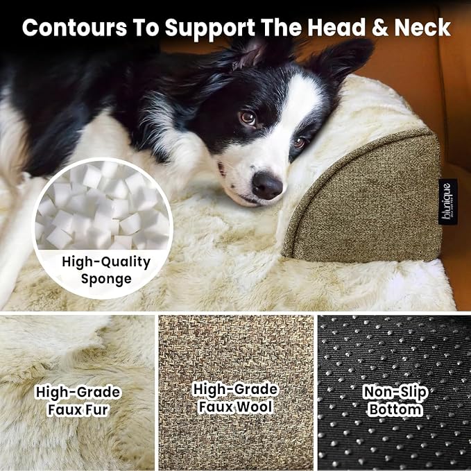 Calming Dog Couch Bed for Large Dogs, 41 x 37 inch Waterproof Removable Dogs Mat Couch Cover for Furniture Protector, Non-Slip Fluffy Pelsbarn Dog Bed for Couch, Sofa, Outdoor - Tie-Dye Khaki - Image 2