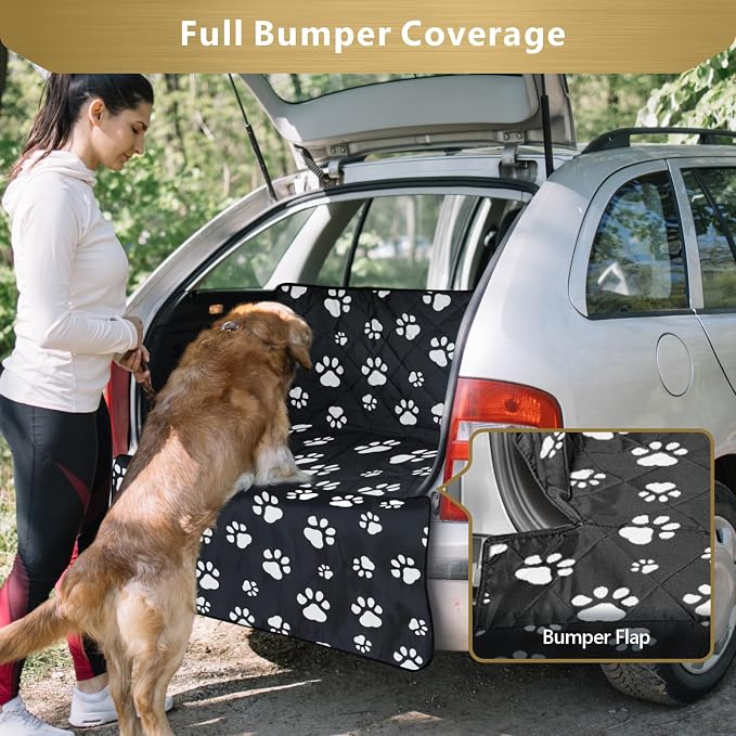 F-color SUV Cargo Liner for Dogs - Heavy Duty Cargo Cover for Mid-Size SUVs | Water Resistant, Bumper Flap, Non-Slip Mat, Car Trunk Dog Car Seat Cover Prevents Scratches Pet Hair Mud Dirt for Sedans Vans - Image 4