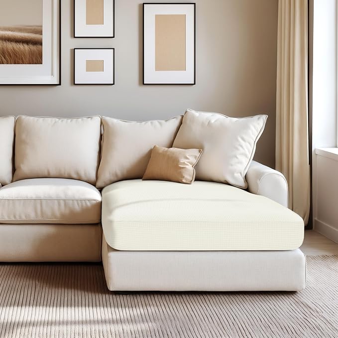 Hokway Stretch Chaise Cover Individual Couch Cushion Slipcovers Reversible Cushion Protector Slipcovers Sofa Cushion Protector Covers (Chaise Cover, Creamwhite) - Image 8