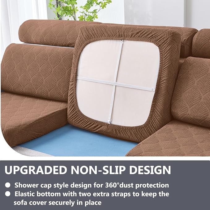 Genina Waterproof Couch Cushion Covers for Pets Washable Sofa Seat Covers | Non Slip,Stretch Jacquard Fabric,Pet Hair & Scratch Protection,Easy Installation,Furniture Protector,Sectional,1 Piece Large - Image 5