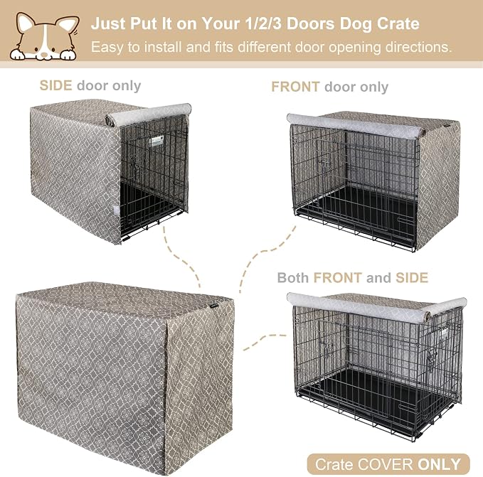 Explore Land Pattern Dog Crate Cover for 36 Inches Wire Cage, Heavy-Duty Polyester 1 2 3 Doors Standard Metal Pet Kennel Enclosure (Vintage Violet) - Image 5