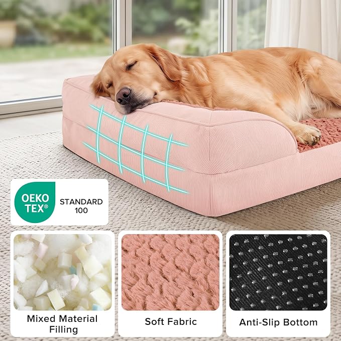 INVENHO Orthopedic Dog Beds Large Sized, XL Washable Dog Sofa with Egg-Crate Foam, Waterproof Lining and Non-Skid Bottom - Image 5
