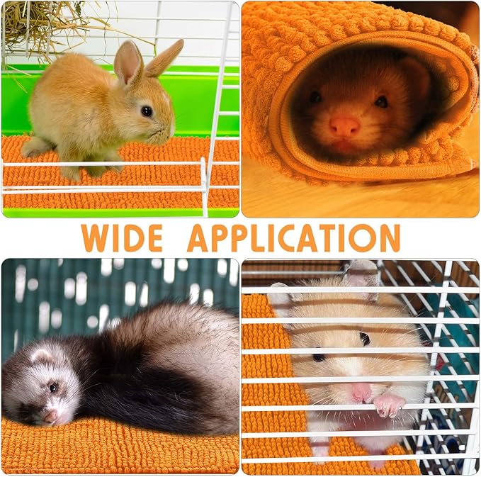 Amylove 4 Pcs Guinea Pig Cage Liner 16 x 24 Inch Washable Chenille Pee Pads Pet Dog Cat Bedding Training Mat Reusable for Small Animals Puppy Bunny Hamster Chinchilla - Image 4