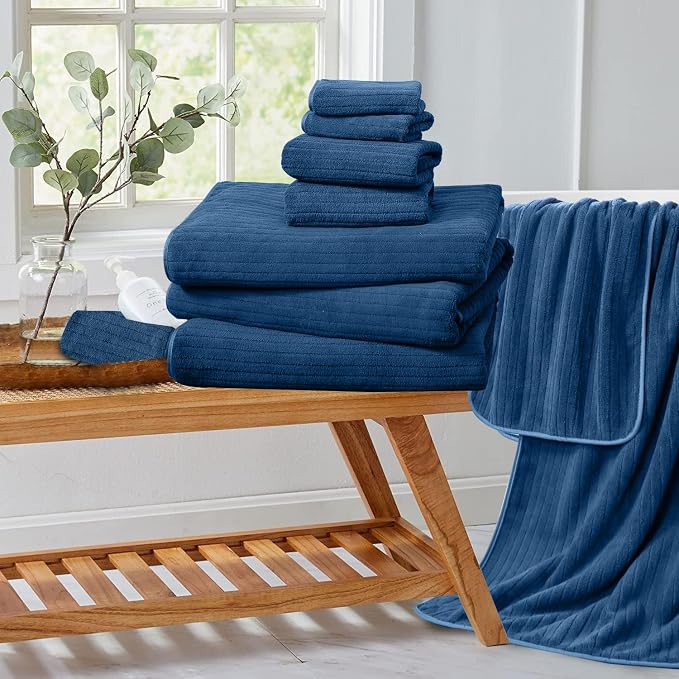 Extra Large Bath Sheet Set of 4,Ultra Soft Fluffy Towel,35”x 70”Oversized Bath Towel Set,Premium Microfiber Bathroom Towel Set Highly Absorbent Quick Dry Shower Towel for Bathroom,Hotel,Spa (Navy) - Image 8