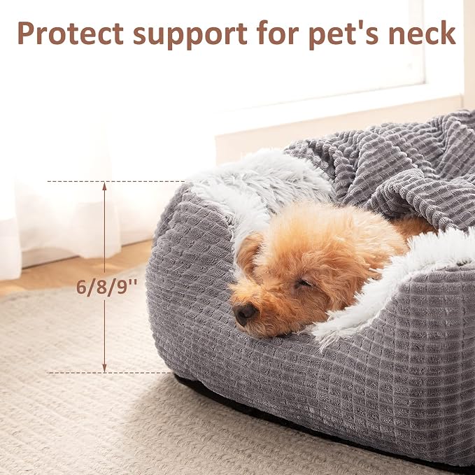 MIXJOY Dog Beds for Small Dogs, Rectangle Cave Hooded Blanket Puppy Bed, Luxury Orthopedic Cat Beds for Indoor Cats, Warmth and Machine Washable (20 inches, Grey) - Image 5