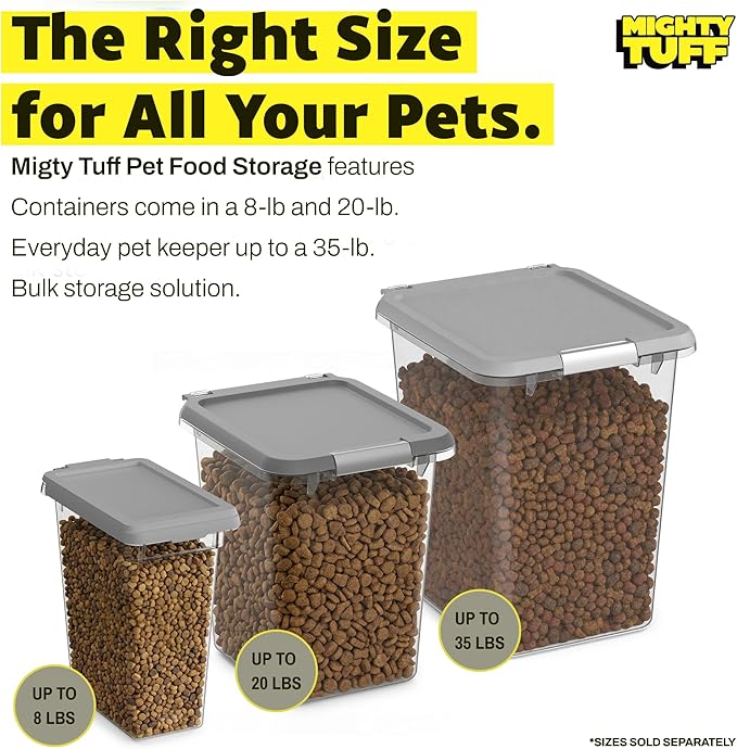 Mighty Tuff 35 lb Pet Food Storage Container with Airtight Lid, Clear | Secure lid clasp helps keep dog and cat food fresh while the clear container simplifies pantry organization. - Image 5