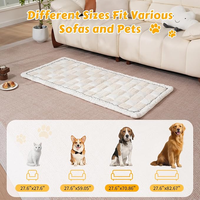 Pet Couch Cover for Dogs & Cats, Soft Flannel Non-Slip Couch Sofa Cover Protector, Dog Bed Sleeping Mat, Washable Reversible Anti-Slip Dog Bed for Small Medium Large Pets(27.6X70.86, Beige) - Image 3