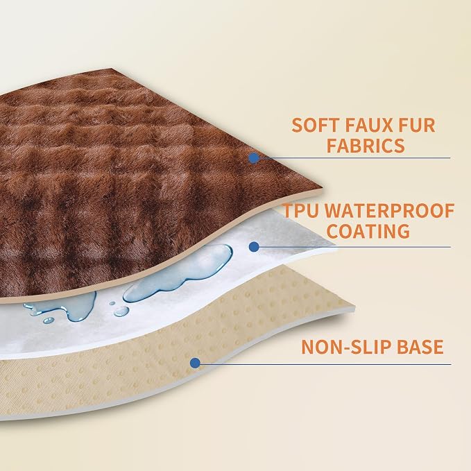 Waterproof Dog Bed Cover Non Slip Couch Covers for Dogs Washable Soft Faux Fur Sofa Cover Couch Covers for 3 Cushion Couch Sofa Pet Friendly (Brown) - Image 3