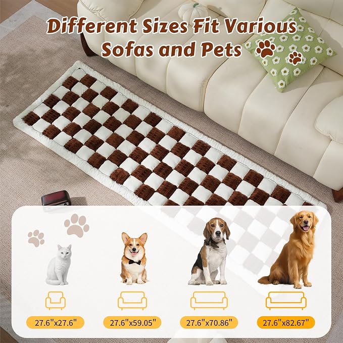 Pet Couch Cover for Dogs & Cats, Soft Flannel Non-Slip Couch Sofa Cover Protector, Dog Bed Sleeping Mat, Washable Reversible Anti-Slip Dog Bed for Small Medium Large Pets(27.6X82.67,Brown) - Image 3