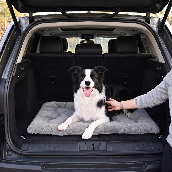 Dog Bed 36" for Metal Crate Pad,Washable Sleeping Mat for Medium/Large Pets | Soft faux rabbit fur, non-slip,machine wash/dry, plush cushioning, for crates, floors & travel, multiple sizes for all breeds - Image 9