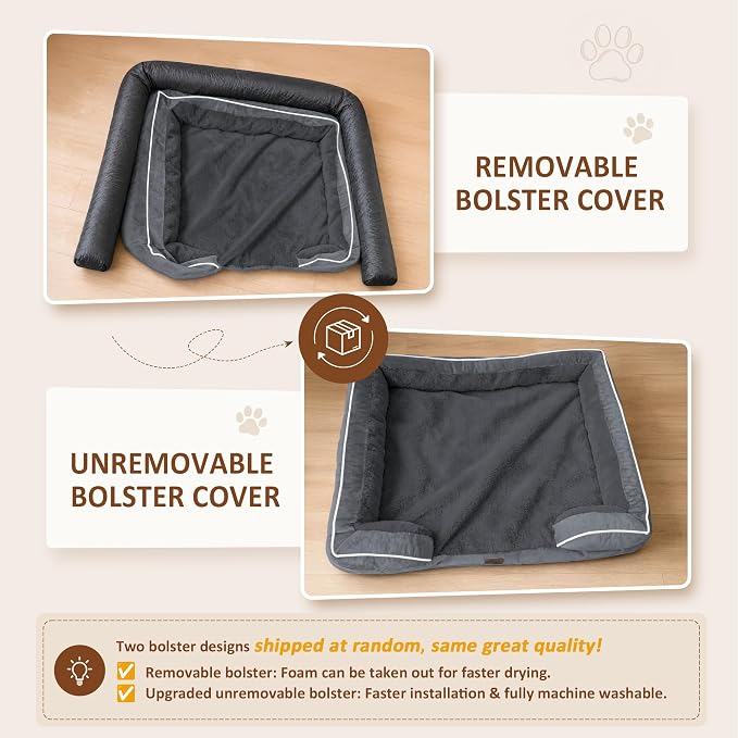 Comfort Expression Orthopedic Dog Bed for Extra Large Dogs with Bolster | Waterproof Dog Couch Bed with Washable Cover & Non-Slip Bottom, Supportive Egg Crate Foam XL Pet Bed, 42x30 Inch - Image 6