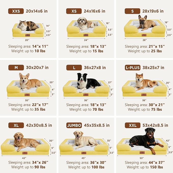 Comfort Expression Orthopedic Dog Bed for Extra Large Dogs with Bolster | Waterproof Dog Couch Bed with Washable Cover & Non-Slip Bottom, Supportive Egg Crate Foam XL Pet Bed, 42x30 Inch - Image 8