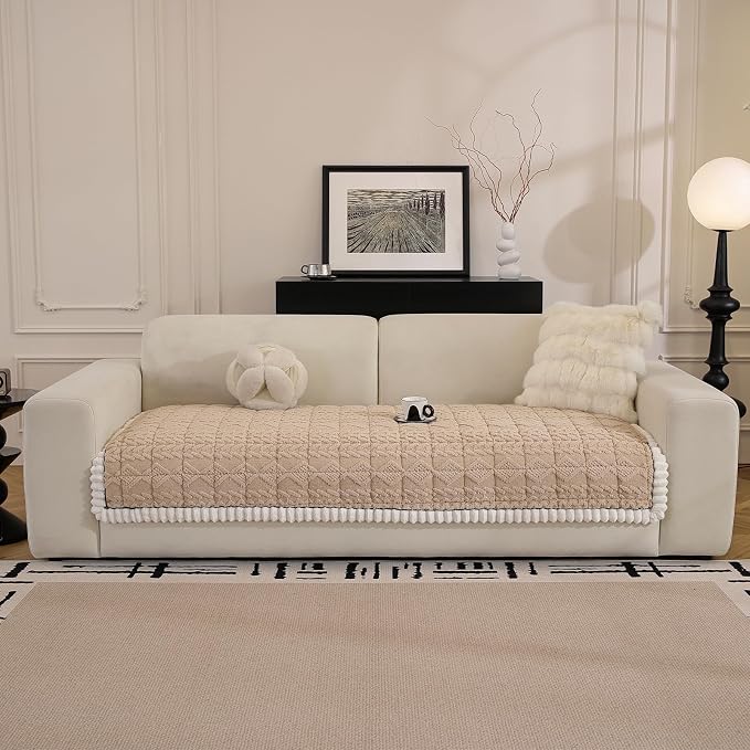 Non Slip Couch Covers for Dogs, Pet-Friendly Washable Couch Covers for 3 Cushion Sofa Pet Couch Cover (Khaki, 35.4' 'x 63'') - Image 2