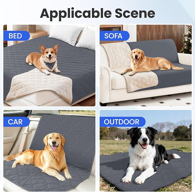 Waterproof Dog Bed Cover Pet Blanket, Soft Couch Cover for Dogs Washable, Non-Slip Dog Blanket Protect Furniture Couch Sofa Car for Puppy Large Dogs Cat (30x70 Inch, Dark Grey) - Image 5