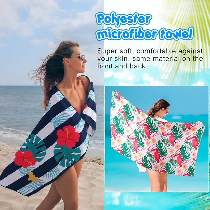 FuWeave 10 Pack Microfiber Beach Towel 28 x 55 Inch Oversized Large Quick Dry Thin Beach Towels for Pool Camping, Sand Free Lightweight Blanket for Women Adults Travel Swimming Sport (Fresh Floral) - Image 4