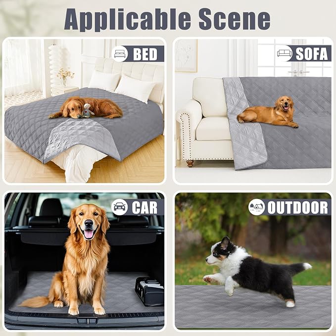 Smiry Waterproof Dog Bed Cover, Reversible Pet Blanket for Sofa Couch | Soft Washable Dog Blanket, Leakproof Couch Cover for Dogs Cats & Furniture Protection, 82x102, Grey/Light Grey - Image 5