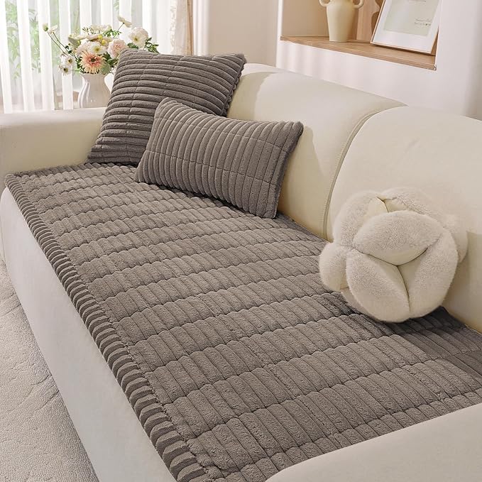Couch Cover for Dogs,Washable Non-Slip Pet Friendly Sofa Protector | Thick Flannel Sofa Cover,Nonslip, Washable,Anti-Pilling,Pet Friendly,for Dogs & Cats,Cozy Protect Against Fur,27.6" x 70.9" by YSTELLAA