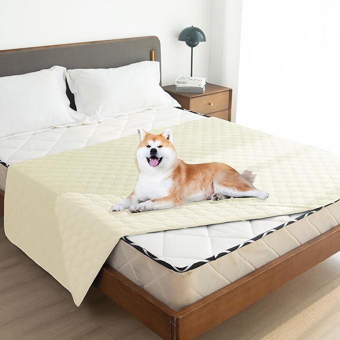 gogobunny 100% Double-Sided Waterproof Dog Bed Cover Pet Blanket Sofa Couch Furniture Protector for Puppy Large Dog Cat, Reversible (52x82 Inch (Pack of 1), Dark Cream/Light Cream) - Image 5