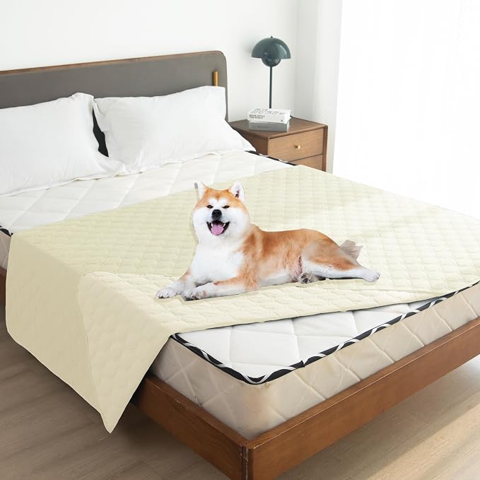 gogobunny 100% Double-Sided Waterproof Dog Bed Cover Pet Blanket Sofa Couch Furniture Protector for Puppy Large Dog Cat, Reversible (82x120 Inch (Pack of 1), Dark Cream/Light Cream) - Image 4