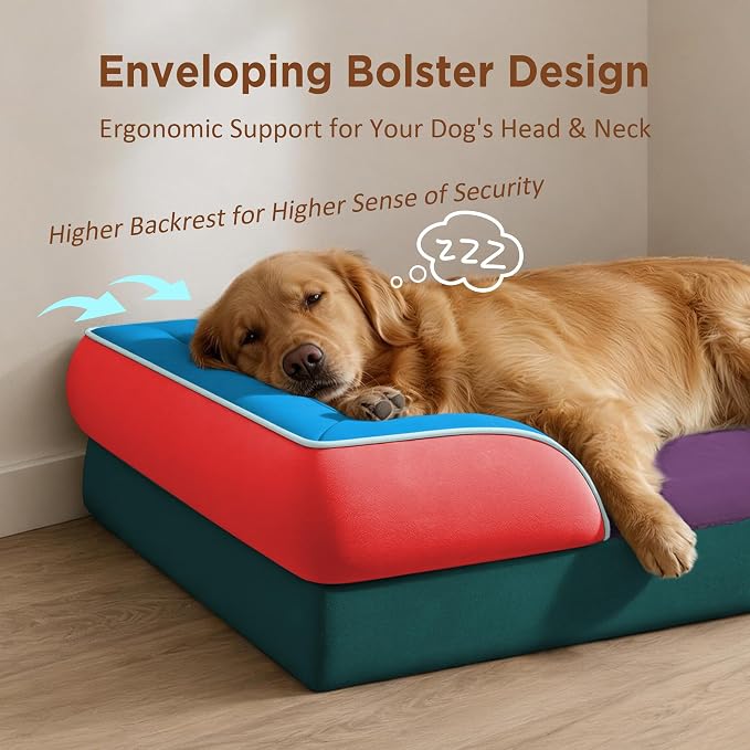Comfort Expression Orthopedic Dog Beds for Large Sized Dog with Bolster | Waterproof Dog Couch Bed with Washable Cover & Non-Slip Bottom, Supportive Egg Crate Foam Large Pet Bed, 36x27 Inch - Image 3