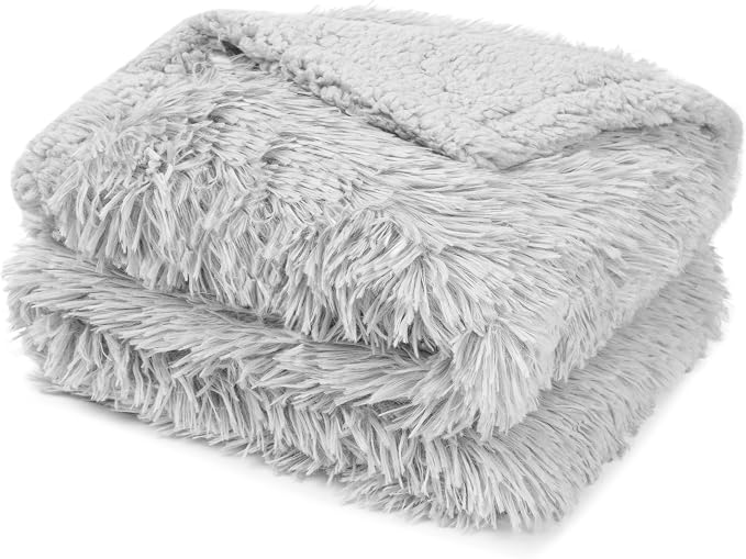 PetAmi Waterproof Dog Blanket for Couch, Bed & Furniture,Reversible Sherpa & Faux Fur Pet Blanket, Leakproof Blanket for Dog Cat, Washable Couch Protector, Soft Calming Pet Throw (40x60, Light Gray) - Image 8
