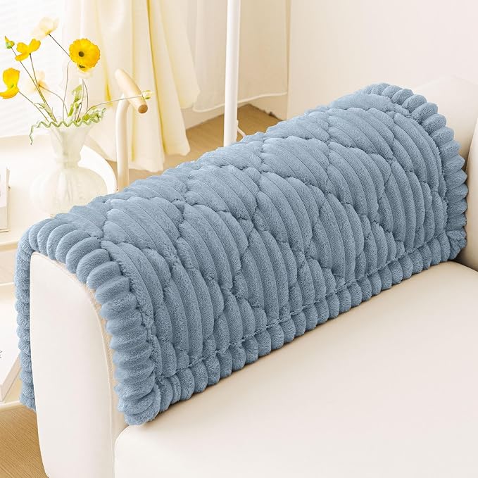 Smiry Couch Cover for Dogs Washable, Non Slip Fuzzy Pet Sofa Protector | Soft Thick Furniture Cover for Sofa, Loveseat and Sectional, Scratch & Pet Hair Resistant (Airy Blue, 27.6" x 27.6") by Smiry