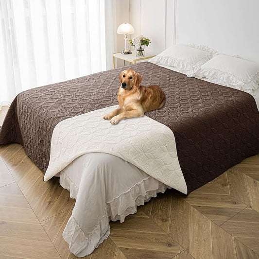 Waterproof Couch Cover for Dogs - Washable Pets Furniture Protector | TPU Leak-Proof Liner, Lightweight & Reversible, Fits Chair, Sofa, Bed, 82" x 82" , Chocolate/Cream by TuffeelHome