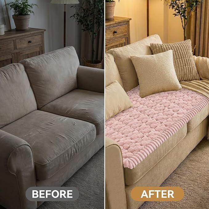 Smiry Non Slip Couch Covers for Dogs, Scratch Resistant Pet Sofa Protector | Machine Washable Soft Fuzzy Thick Furniture Cover for Sofa Loveseat Sectional Large Dogs, Dusty Rose, 27.6" x 47" - Image 7