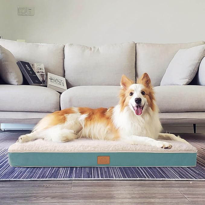 Sunheir Washable Orthopedic Medium Dog Bed, Large Waterproof Dog Crate Bed | Removable Cover, Egg Crate Foam Support, Easy-Clean, Anti-Slip Bottom, Machine Washable Soft Pet Bed Mat for Crate, 30" Blue - Image 8