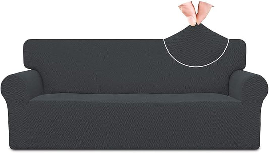 Easy-Going Stretch Jacquard Couch Cover, 1-Piece Soft Sofa Cover, Sofa Slipcover with Anti-Slip Foams, Washable Furniture Protector for Kids, Pets (Oversized Sofa, Dark Gray) by Easy-Going