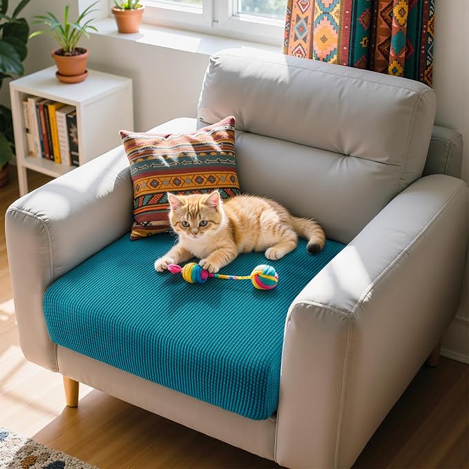 Hokway Couch Cushion Covers Stretch Cushion Covers Sofa Seat Cushion Slipcover Cushion Protector(Teal, Small) - Image 6
