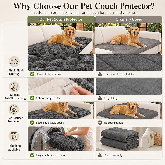 NILUOH Couch Cover for Dogs Washable, Non Slip Furniture Protector for Pet | Suitable for Leather & Fabric Couch, Prevents Pet Hair, Scratches & Stains, Pet Friendly, 27.6"x82.7" - Image 5