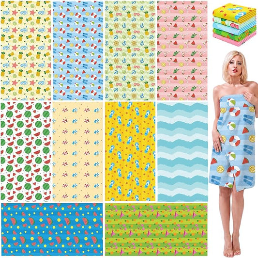 FuWeave 10 Pack Microfiber Beach Towel 28 x 55 Inch Oversized Large Thin Beach Towels for Pool Camping, Sand Free Lightweight Blanket for Women Adults Travel Swimming Sport (Coast Summer) by FuWeave