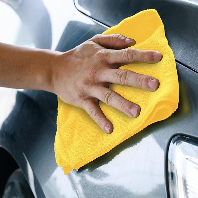 Yellow Microfiber Towels (Value Pack of 36) Size 16" x 16" Large, Highly Absorbent Cleaning Rags, Lint Free Towels, Reusable and Washable, Microfiber Towel for Cars - Image 4