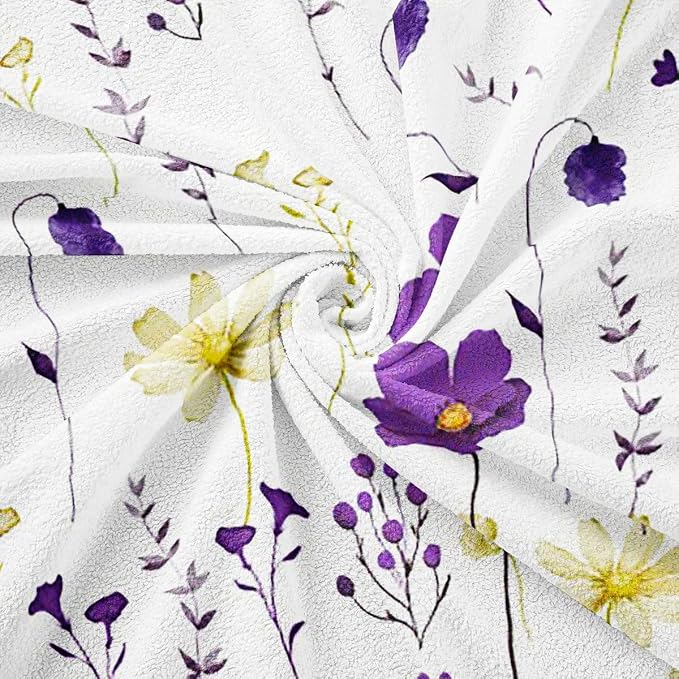 Erosebridal Watercolor Floral Sofa Cover Purple Yellow Flower Couch Cover Modern Minimalist White Sofa Slipcover for Pets, Kids, Dog Rustic Farmhouse Washable Non Slip Couch Protector 71" X 118" - Image 7