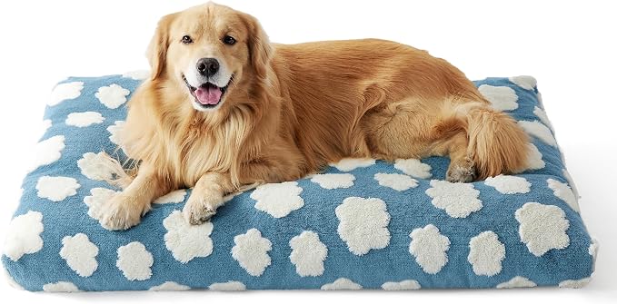LE SURE Cute XL Dog Bed-Extra Large Thick Shredded Chopped Foam Pet Bed Indoor with Removable Washable Cover, Modern Fuzzy Plush & Anti Slip Bottom, Blue | Shredded Chopped Foam,Modern Plush Crate Cushion Gift for Extra Large Dog, Waterproof Washable C... by Lesure
