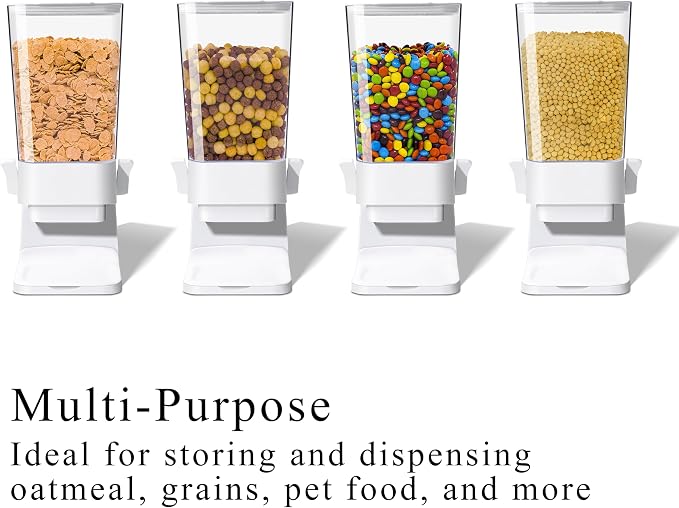 Cereal Dispenser Countertop, 5L Cereal Containers Storage Dispenser for Pantry, Large Dry Food Cereal Dispenser, Not Easy to Crush Cereal, Can Hold Oatmeal, Snack, Grain, Pet Food (White, 2Pc) - Image 2