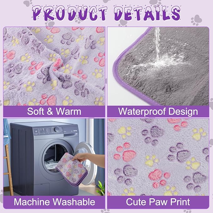 YUEPET Waterproof Guinea Pig Blankets Washable 3 Pack Small Animal Fleece Cage Liners Pet Soft Sleep Mat Pad Cover Warm Flannel Throw for Hamster Guinea Pig Rabbit Chinchilla Hedgehog Ferret 23"×16" - Image 3