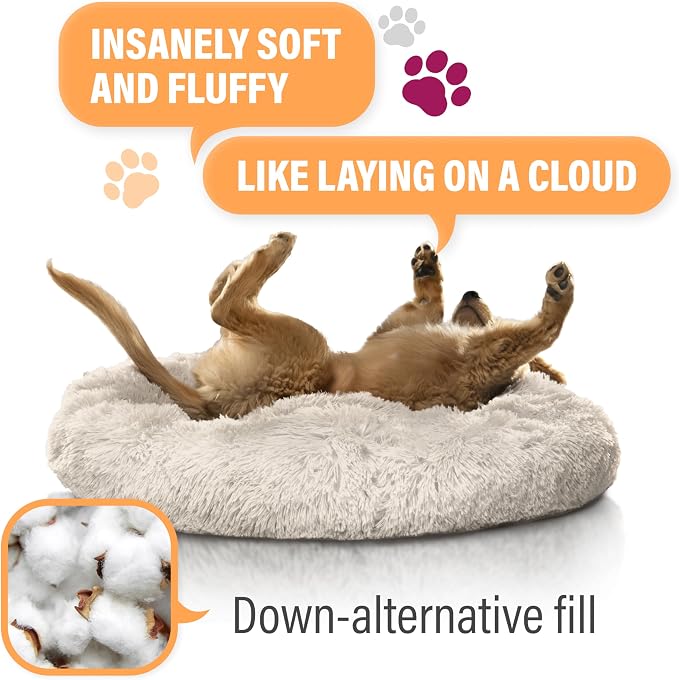 Active Pets Premium Small Donut Dog Bed, Fits Up to 45 lbs, Machine Washable Cushion, Plush Long Pile Faux Fur Fabric, Portable Pink Pet Bed Furniture for Puppies Adult Canines & Cats - Image 6