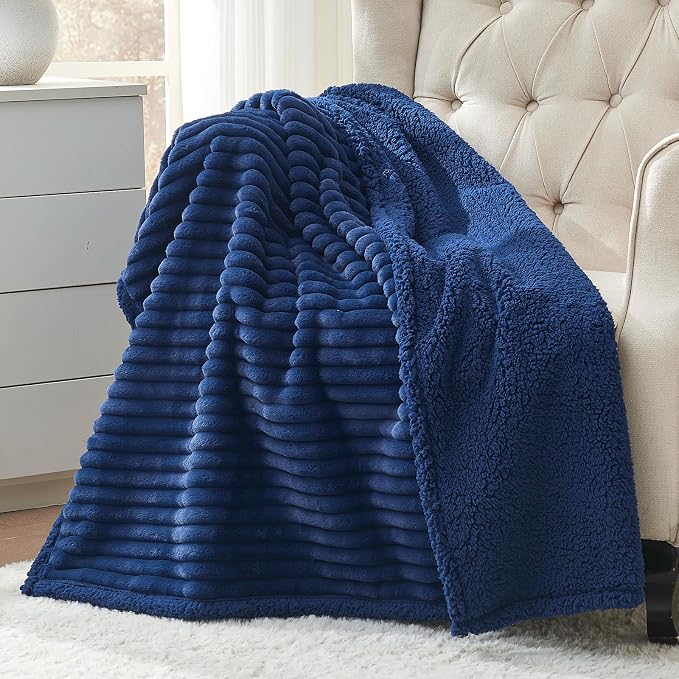 Qeils Waterproof Calming Dog Blanket for Medium Dogs, Noiseless Soft Plush Pet Blanket for Cats, 500GSM Thick Faux Fur Pet Throw, Couch Furniture Protector for Puppy, Night Blue, 30x40IN by Qeils