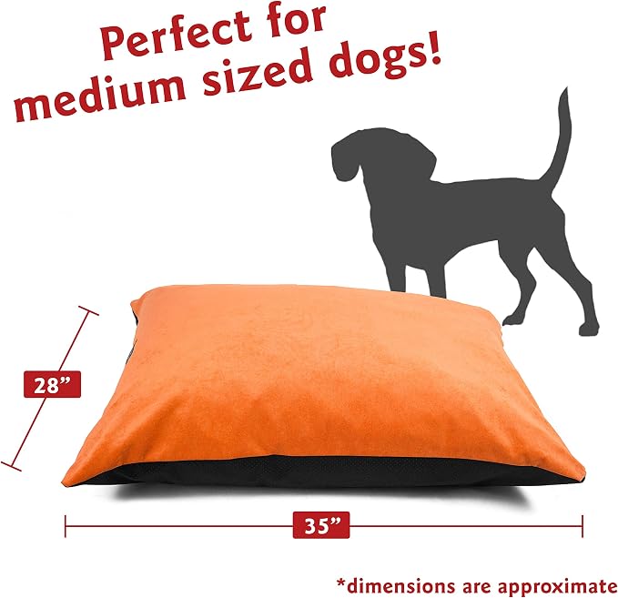 Majestic Pet Rectangle Medium Dog Bed Washable – Non Slip Comfy Pet Bed – Dog Crate Bed Super Value Pillow Dog Bed – Dog Kennel Bed for Sleeping - Dog Bed Medium Breed 35 x 28 Inch – Villa Orange - Image 2
