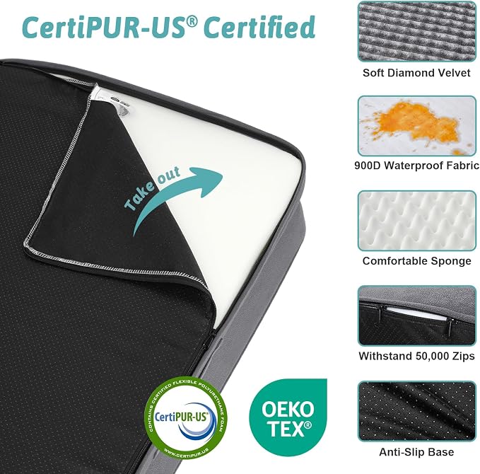 COZY KISS Orthopedic Dog Bed for Extra Large, XXL Dogs Bed, L Shaped Foam Anti-Slip Bottom Giant Pet Cat Sofa with Washable Cover, Suitable for Pet Up to 150 lbs, 48x35x8 inch, Grey ﻿ - Image 4