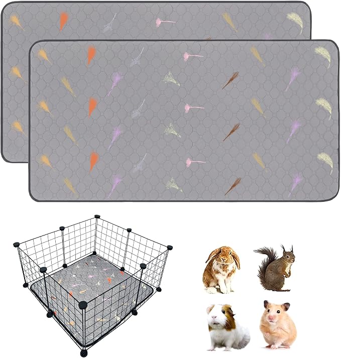 2Pcs Guinea Pig Cage Liners,Guinea Pig Fleece Cage Liners24''X24'' Super Absorbent Washable Pee Pads Reusable for Rabbit Hamster Chinchilla by LWYMX