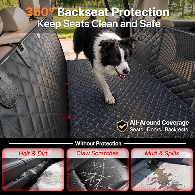 Hard Bottom Dog Car Seat Cover, Back Seat Extender with Washable Mat, L | Military-Grade Protection, 650LB Support, 45% More Space for Large Dogs, Waterproof, Mesh Window, Fits SUVs & Sedans - Image 6