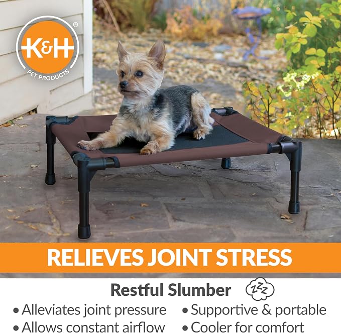 K&H Outdoor Elevated Dog Bed - Cooling Raised Dog Bed for Small Pets, Breathable Mesh Center Hammock Design, Indoor/Outdoor Washable Cover, Portable Metal Frame, Green, Small 22x17in - Image 3