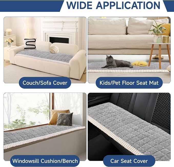 OTOB Couch Protector for Dogs Washable, Non Slip Pet Dog Sofa Couch Cover | Light Gray, 27.6" x 70.9", Fuzzy Soft Plush, Pet Friendly, All Seasons, Breathable, Modern, Thick Wear-Resistant - Image 5