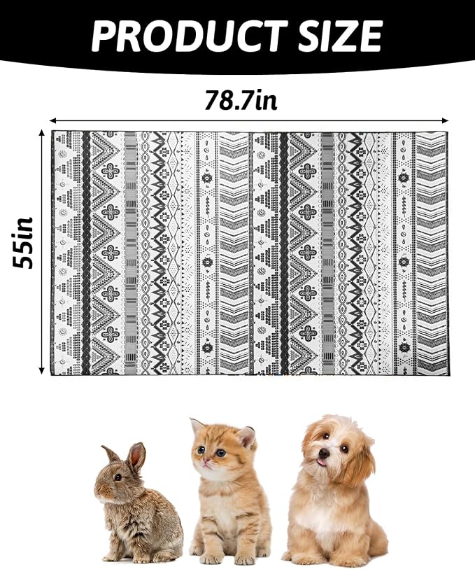 BNOSDM 79" X 55" Large Bunny Cage Liner Washable Reusable Big Rabbit Pads Floor Mat for Rabbits Anti Slip Rug for Bunnies, Pet Carpet for Chinchillas Cats Guinea Pigs Ferrets Dogs - Image 2